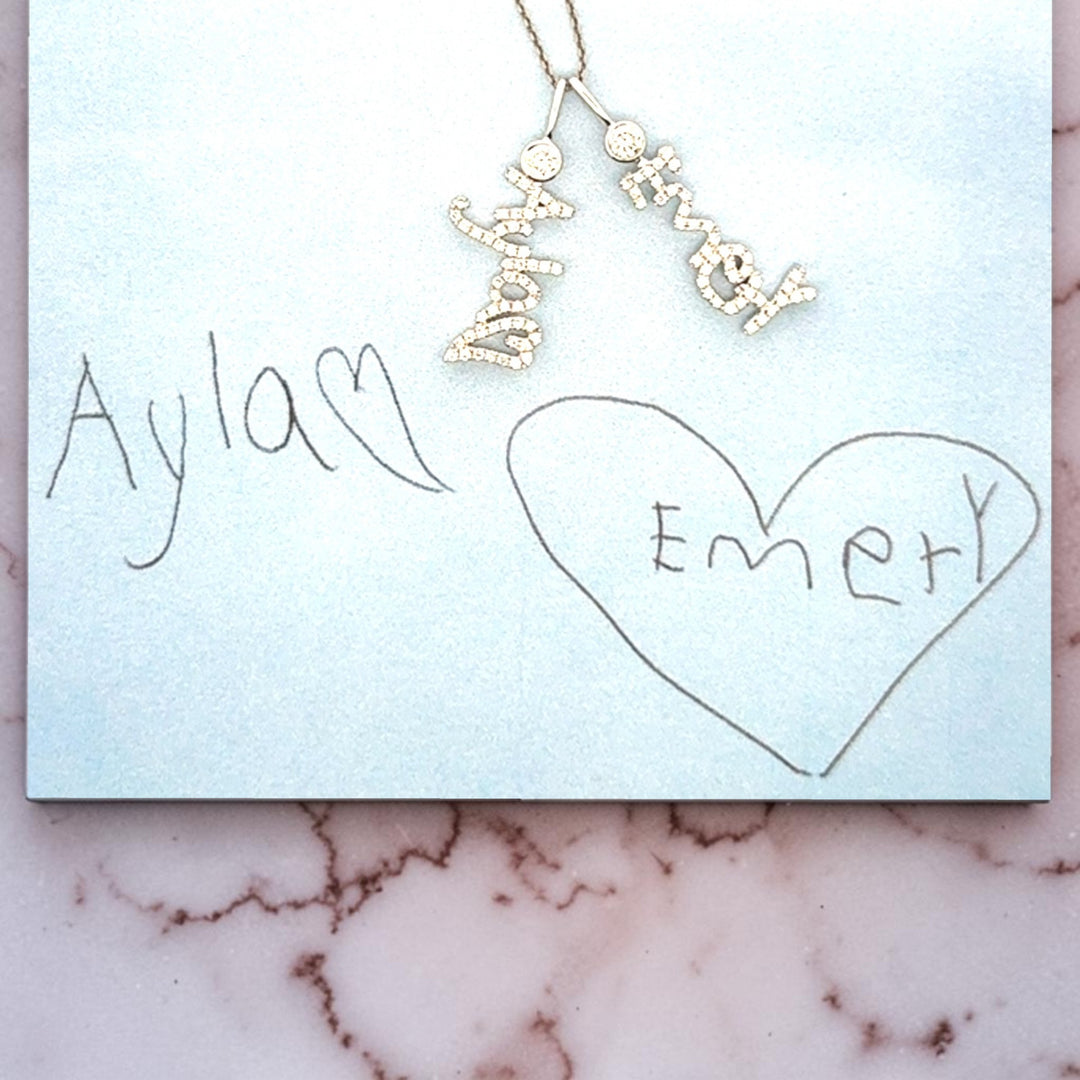 14K yellow, white or rose gold
2mm thick

Ethically-sourced, bezel-set round diamond (total weight: ~0.06 cts, excluding pave diamonds)
Pendant height and length vary by piece, and will be approved by you prior to crafting
Optional: 1.1mm diamond-cut chain w/ lobster clasp and adjustable loops for 16, 17 &amp;amp; 18 inch length