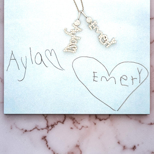 14K yellow, white or rose gold
2mm thick

Ethically-sourced, bezel-set round diamond (total weight: ~0.06 cts, excluding pave diamonds)
Pendant height and length vary by piece, and will be approved by you prior to crafting
Optional: 1.1mm diamond-cut chain w/ lobster clasp and adjustable loops for 16, 17 &amp;amp; 18 inch length
