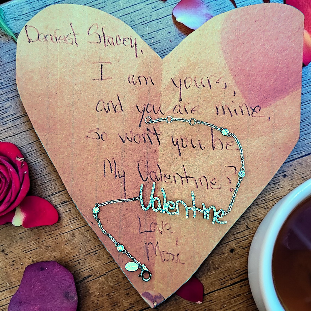 Your handwritten words worn delicately on the wrist,
There to clutch when you are most missed

Your unique handwritten bracelet in thick 14K gold, encrusted in pave diamonds, on an adjustable 7" diamond-cut chain featuring four sparkling bezel-set diamonds