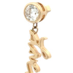Your handwritten earrings in thick 14K gold dangle from sparkling half carat diamond studs