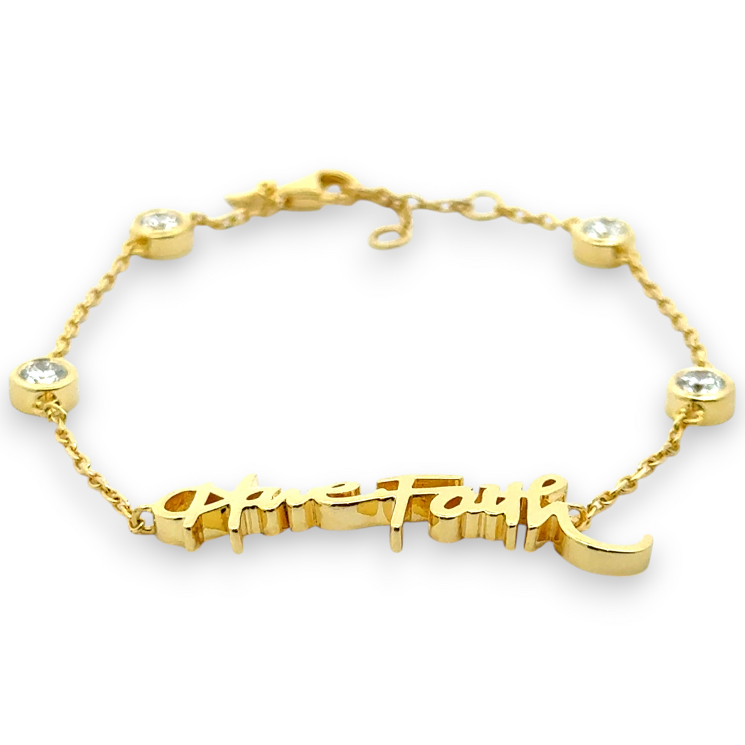Your handwritten words worn delicately on the wrist,
There to clutch when you are most missed

14K yellow, white or rose gold
2mm thick
1.3mm diamond-cut chain w/ adjustable loops for 6, 6.5 &amp;amp; 7 inch length
Four ethically-sourced, bezel-set round diamonds (total weight: ~0.64 cts)
Pendant height and length vary by piece, and will be approved by you prior to crafting