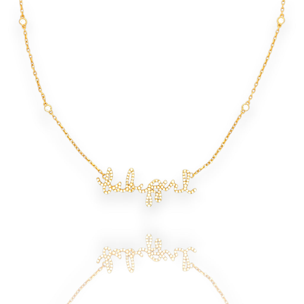 Handwritten Pave Necklace