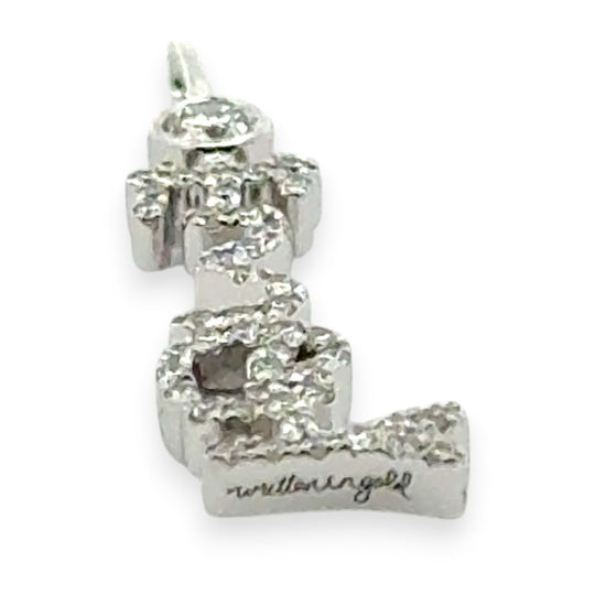Forevermore, their love is told,
Worn close to the heart, written in gold

14K yellow, white or rose gold
2mm thick

Ethically-sourced, bezel-set round diamond (total weight: ~0.06 cts, excluding pave diamonds)
Pendant height and length vary by piece, and will be approved by you prior to crafting
Optional: 1.1mm diamond-cut chain w/ lobster clasp and adjustable loops for 16, 17 &amp;amp; 18 inch length