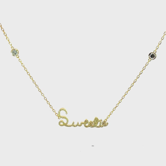 Handwritten Pave Necklace