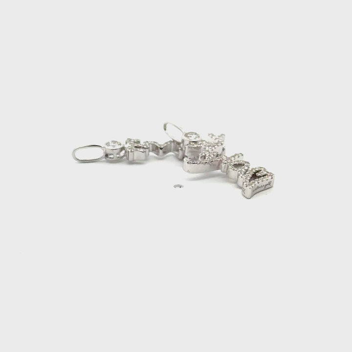 Forevermore, their love is told,
Worn close to the heart, written in gold

14K yellow, white or rose gold
2mm thick

Ethically-sourced, bezel-set round diamond (total weight: ~0.06 cts, excluding pave diamonds)
Pendant height and length vary by piece, and will be approved by you prior to crafting
Optional: 1.1mm diamond-cut chain w/ lobster clasp and adjustable loops for 16, 17 &amp;amp; 18 inch length