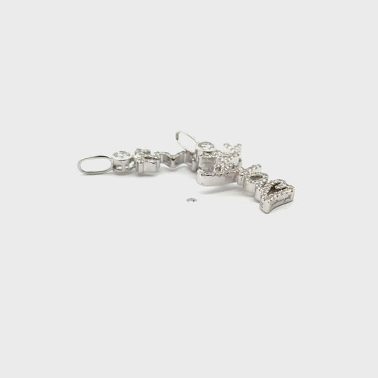 Forevermore, their love is told,
Worn close to the heart, written in gold

14K yellow, white or rose gold
2mm thick

Ethically-sourced, bezel-set round diamond (total weight: ~0.06 cts, excluding pave diamonds)
Pendant height and length vary by piece, and will be approved by you prior to crafting
Optional: 1.1mm diamond-cut chain w/ lobster clasp and adjustable loops for 16, 17 &amp;amp; 18 inch length